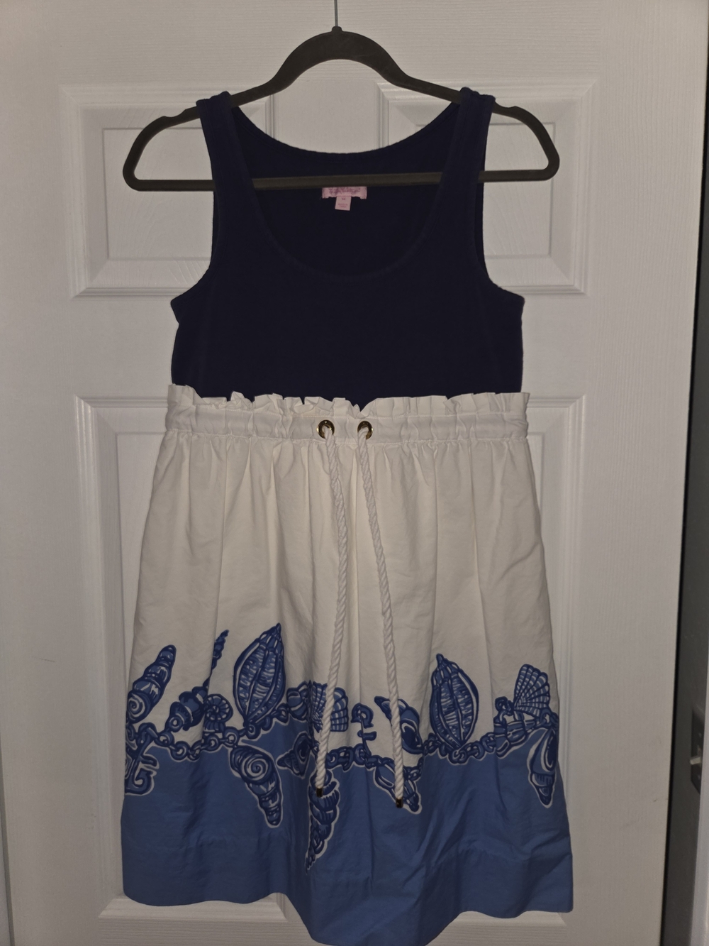 Lilly Pulitzer Navy and White Tank Dress with Blue Shell Border